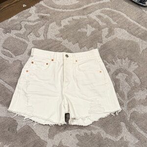 Citizens Of Humanity Cream Distressed Jean Shorts